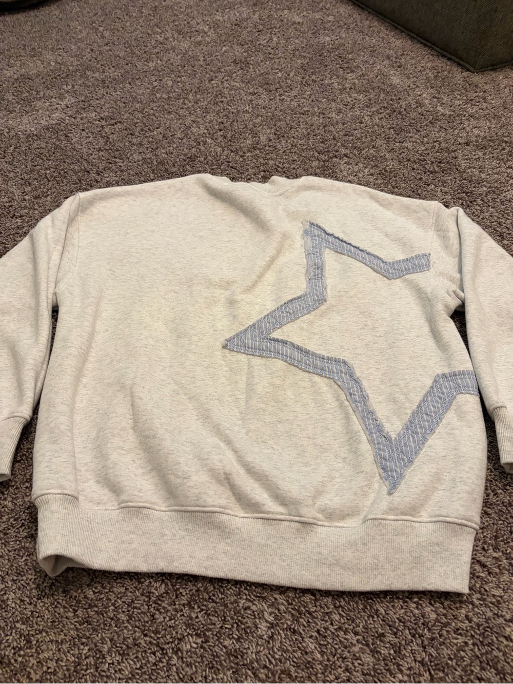 Altar'd State Cream Sweatshirt with Blue Star Outline- oversized